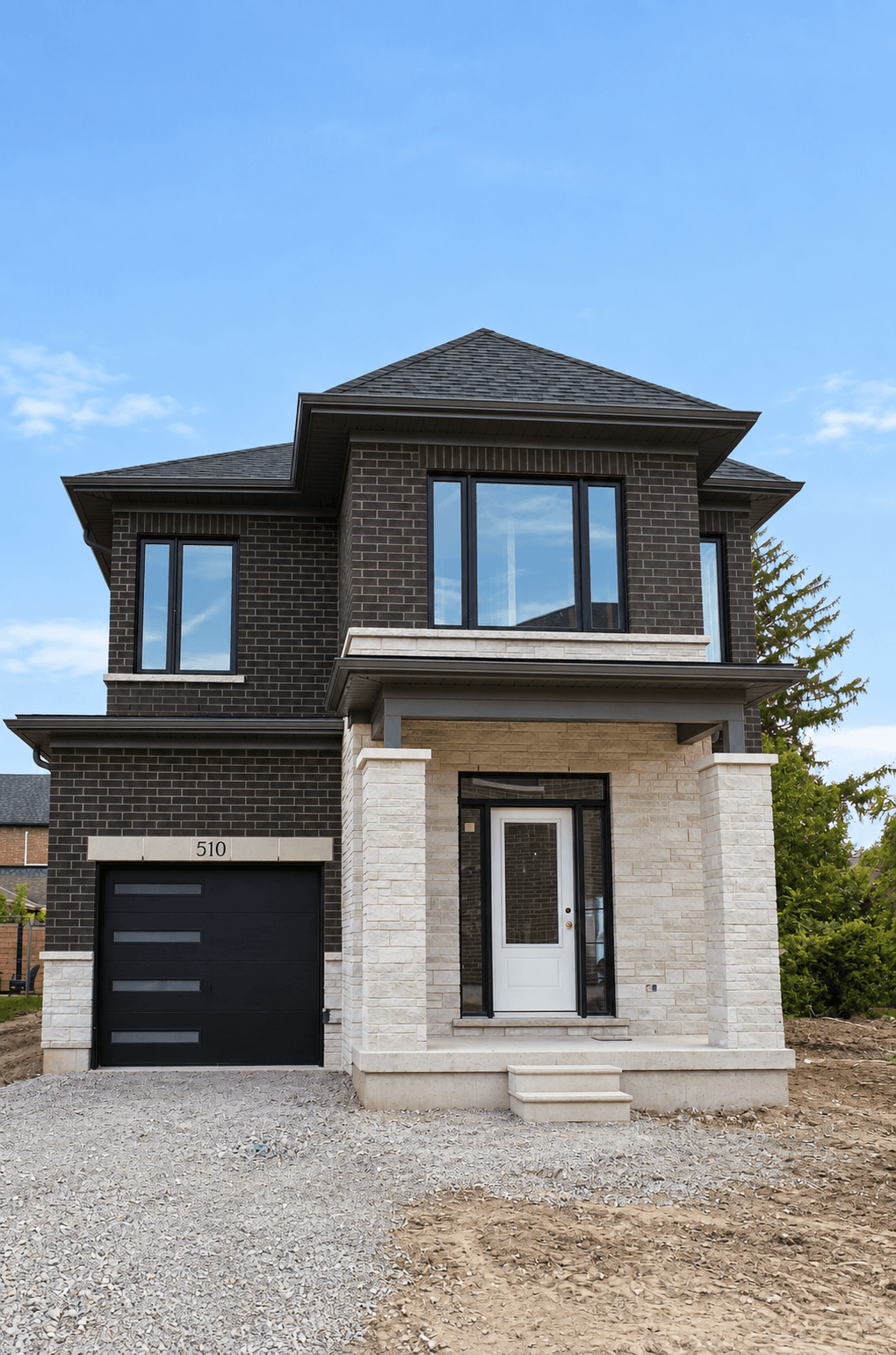 Front exterior of The Hayden, Elevation B — Lot 8, Bellview by the Lake, Burlington