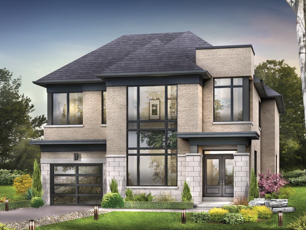 Front elevation rendering of The Glenview, Elevation B — Lot 7, Bellview by the Lake, Burlington